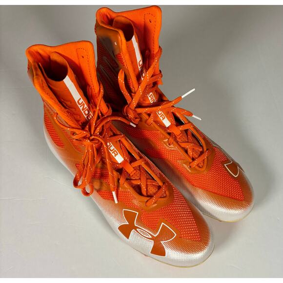 New Under Armour UA Highlight MC 3000177-800 Football Cleats Orange Mens Sz 11.5 - Picture 1 of 6